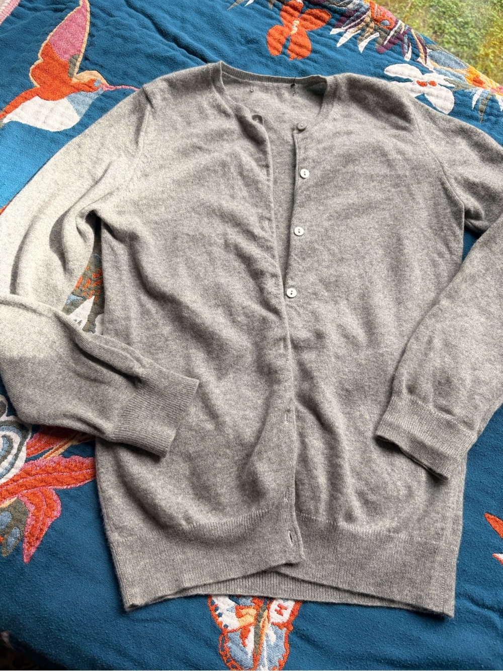 Cashmere Classic Grey Button Cardigan Sweater Size M